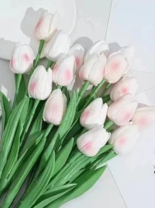 1束/6 朵迷你鬱金香人造花北歐風格家居、飯店、婚禮裝飾、跨國模擬花 - 淺粉色 - 查看 1