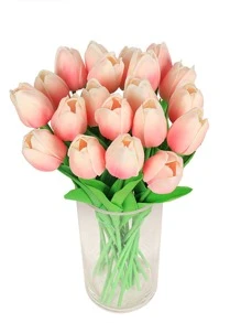 1束/6 朵迷你鬱金香人造花北歐風格家居、飯店、婚禮裝飾、跨國模擬花 - 淺粉色 - 查看 4