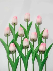 1束/6 朵迷你鬱金香人造花北歐風格家居、飯店、婚禮裝飾、跨國模擬花 - 淺粉色 - 查看 3