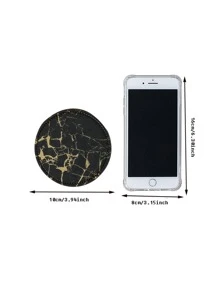 1pc Marble Print Coaster - Black - View 6