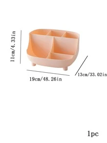 1入組素色文具收納盒學生用簡約多格桌面筆架辦公文具收納 - 粉色 - 查看 3