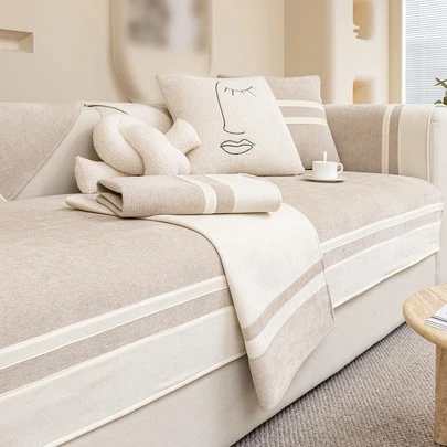 1 件防宠物雪尼尔沙发套，沙发套，防刮防滑，适用于 L 型沙发和 1/2/3/4 座沙发，款式多样，适合所有季节