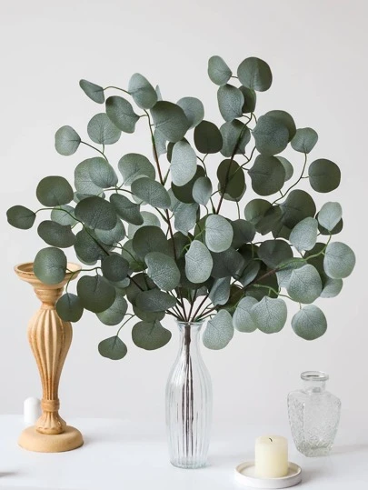 1 件人造银元桉树叶喷雾，绿色，25.6 英寸高，人造绿植，人造桉树枝，用于花束，婚礼节日装饰，假植物，秋季装饰，房间，书桌，花园装饰，房间装饰用品，情人节，礼物，生日，毕业，家居装饰，返校学校用品