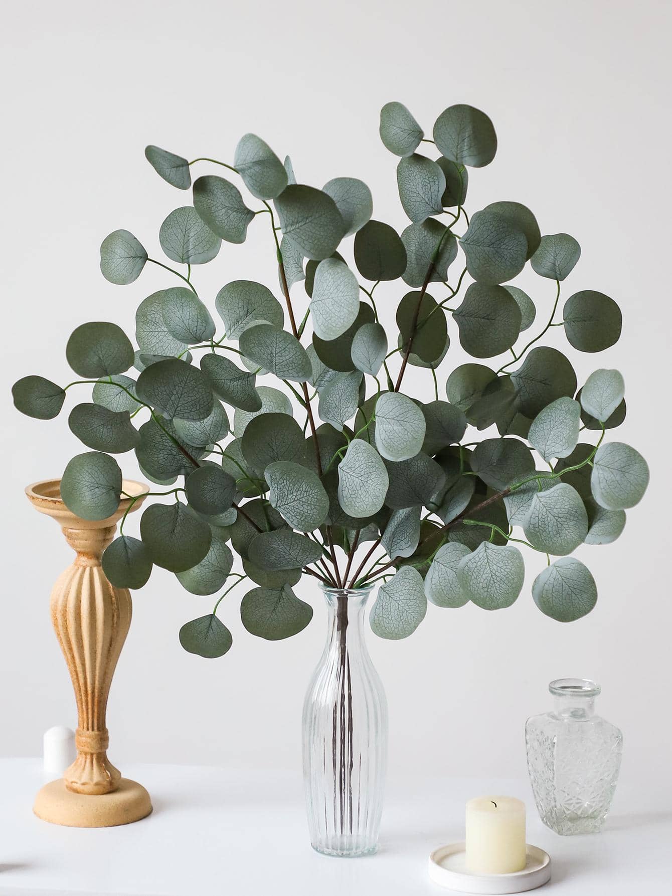 1 件人造银元桉树叶喷雾，绿色，25.6 英寸高，人造绿植，人造桉树枝，用于花束，婚礼节日装饰，假植物，秋季装饰，房间，书桌，花园装饰，房间装饰用品，情人节，礼物，生日，毕业，家居装饰，返校学校用品