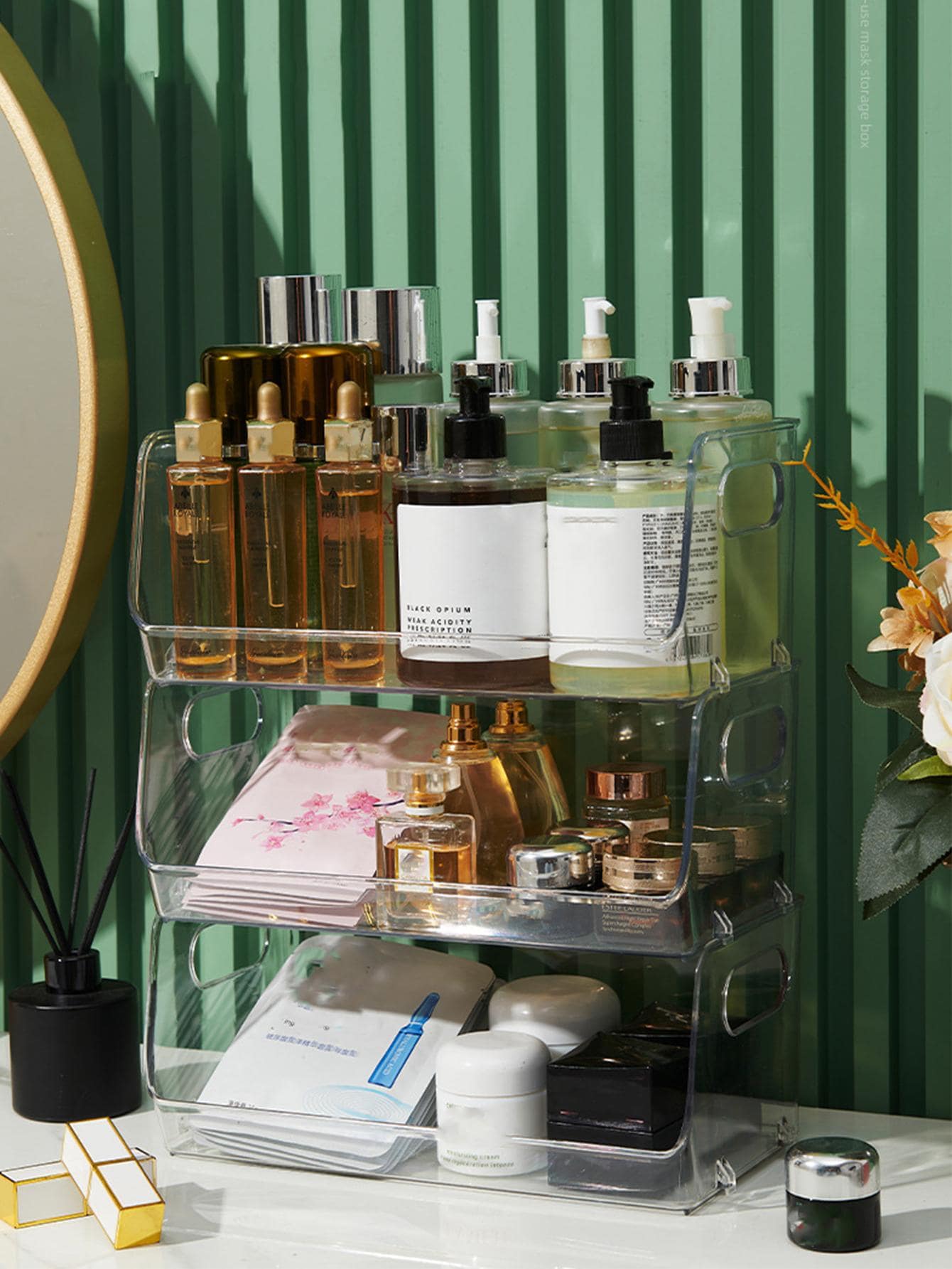 1 PC Nhựa Trang Điểm Giá Đựng Đồ, Tối Giản Nhiều Lớp Trang Điểm Giá Đựng Đồ Cho Hộ Gia Đình - Trong sáng - Xem 1