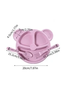 3pcs/Set Fiber Plate With Spoon & Fork, Modern Multi-Grid Dining Plate With Cutlery For Kitchen Dining Table Christmas Gift