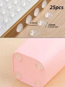 25pcs Clear Anti-collision Pad, Plain Transparent Silicone Multifunction Buffer Pad, Protection For Cabinet Door Drawer Floor - Clear - View 2