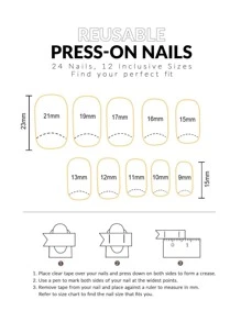 Get Glamorous with 24pcs Short Square Blue Gradient Three-Dimensional Decoration Fake Nail & 1sheet Tape & 1pc Nail File - Multicolor - View 5