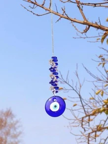 1pc Blue Devil Eye Shaped Crystal Pendant Home Decor Ornament,Home Decor ,Room Decor,Wall Decor Gifts Birthday Graduation - Multicolor - View 3