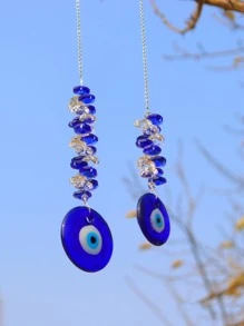 1pc Blue Devil Eye Shaped Crystal Pendant Home Decor Ornament,Home Decor ,Room Decor,Wall Decor Gifts Birthday Graduation - Multicolor - View 5