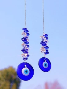 1pc Blue Devil Eye Shaped Crystal Pendant Home Decor Ornament,Home Decor ,Room Decor,Wall Decor Gifts Birthday Graduation - Multicolor - View 1