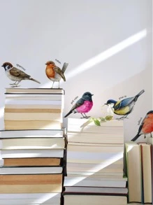 1 件鸟图案墙贴、贴纸、墙贴花、乙烯基贴花用于家居装饰、春季装饰品让您的家焕然一新、Rama 装饰贴纸 - 彩色 - 查看 7