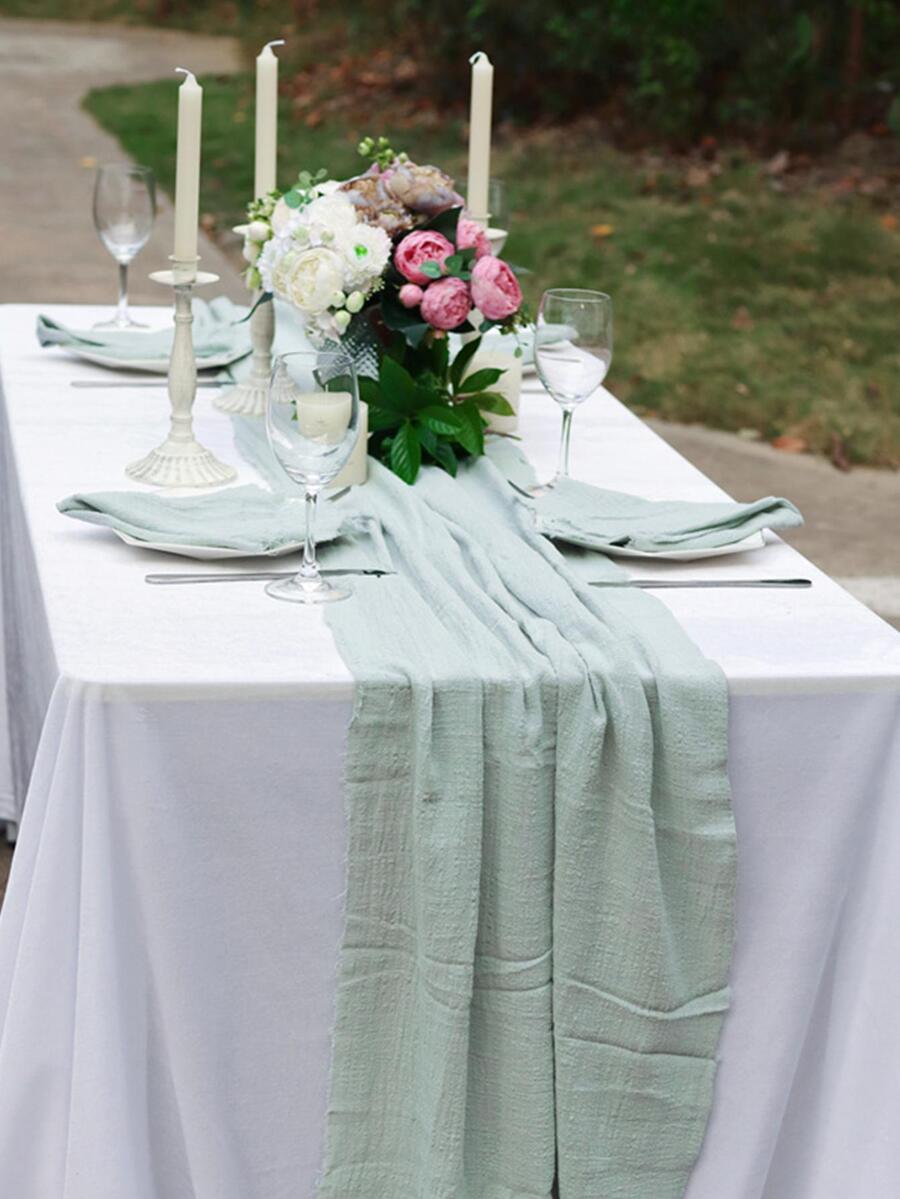 1 pieza Camino de mesa unicolor - Verde - Ver 1