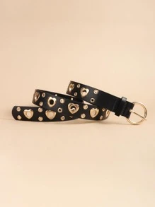 Grommet lỗ thắt lưng trang trí hình trái tim - màu đen - Xem 1