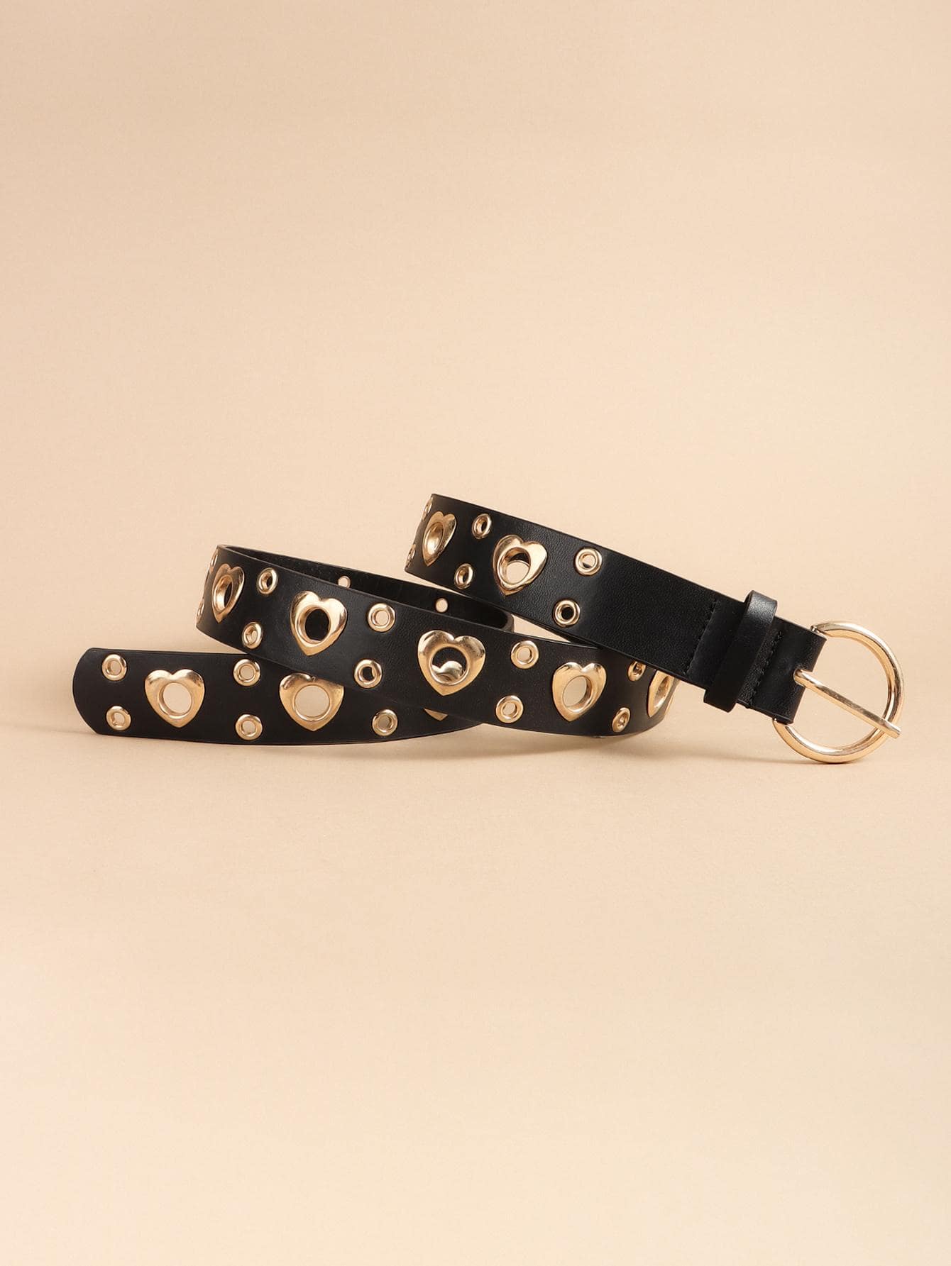 Grommet lỗ thắt lưng trang trí hình trái tim - màu đen - Xem 1