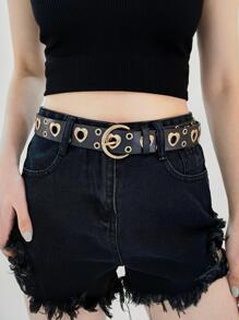 Grommet lỗ thắt lưng trang trí hình trái tim - màu đen - Xem 3