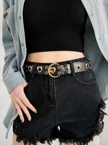 Grommet lỗ thắt lưng trang trí hình trái tim - màu đen - Xem 4