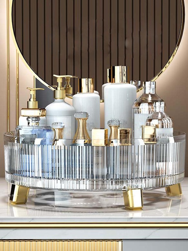 1pc Clear Makeup Storage Rack, Desktop Storage Tray, For Household