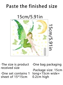 1 套夜光仙女月亮蝴蝶星星开关墙贴家居装饰、贴纸、墙贴花、家居装饰乙烯基贴花、春季装饰品让您的家焕然一新、Rama 装饰贴纸 E-I-D - 彩色 - 查看 5