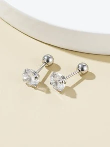 Bông tai trang trí bằng đá khối Zirconia - Bạc - Xem 4