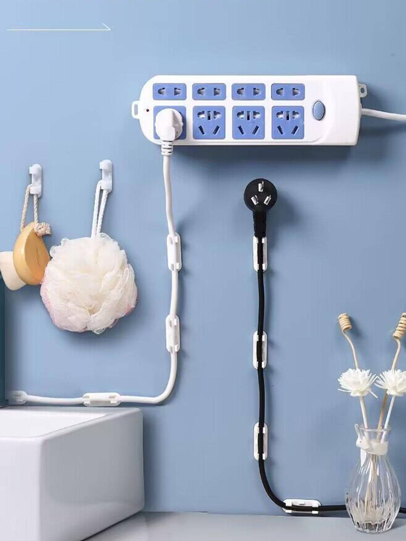 10pcs Multifunction Self-adhesive Power Strip - White - View 1