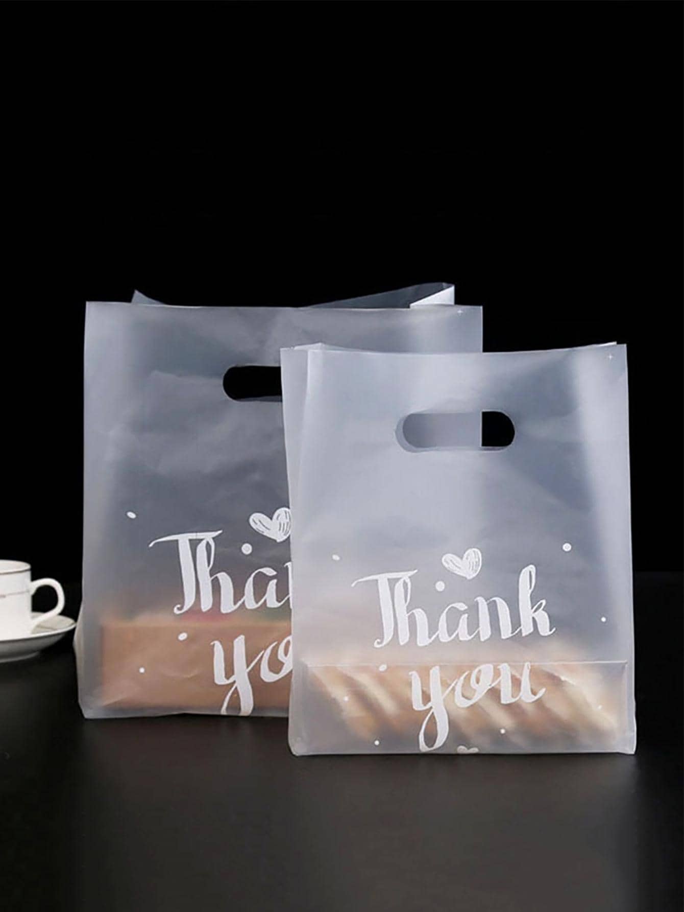 50 cái/bộ Túi quà đồ họa chữ cái, Túi quà bằng nhựa hiện đại cho bữa tiệc - Trong sáng - Xem 1