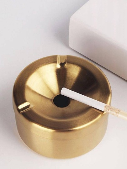 1pc Stainless Steel Home Ashtray With Lid