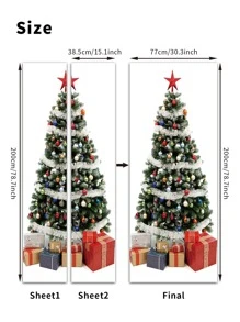 1 pieza Pegatinas para puertas árbol de Navidad impermeable - Multicolor - Ver 7
