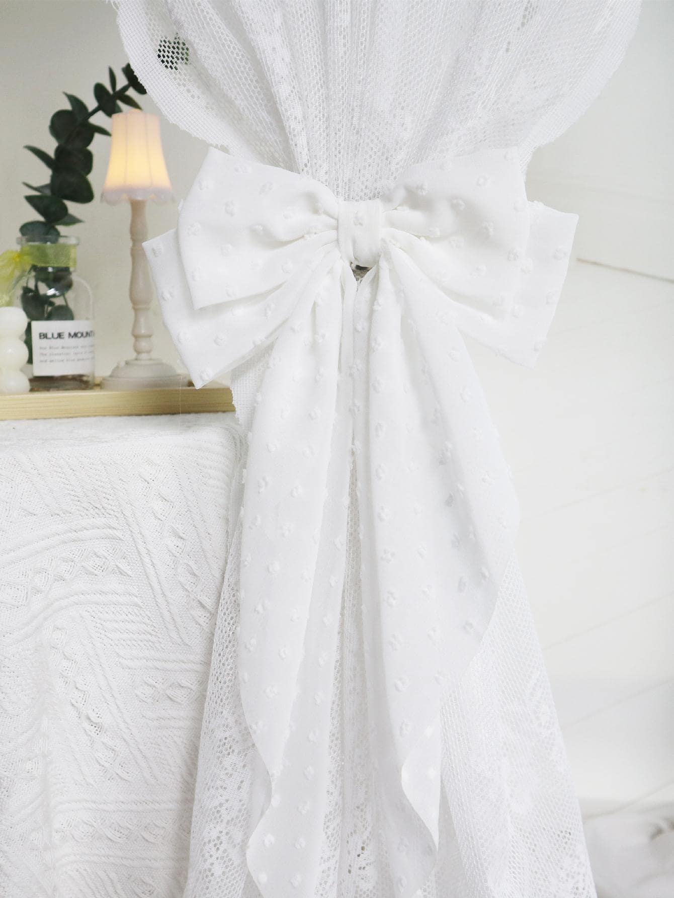 1pc Faux Faux Pearl & Bow Decor Curtain Tieback