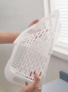 1pc Double Layer Drain Basket, Grey Foldable Sink Hanging Strainer For Kitchen - Grey - View 6