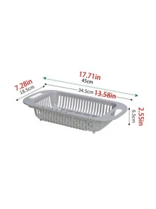 1pc Double Layer Drain Basket, Grey Foldable Sink Hanging Strainer For Kitchen - Grey - View 2