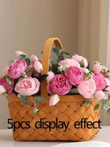 Nejlue Artificial Flowers/Plants1111 Home & Living 1 Bunch Artificial Peony Flowers, Artificial Peony Bouquet, Wedding Bridal Bouquet, Artificial Rose Bouquet For Home Decor,Room Decor,Table Decor,Wedding Decor,Bedroom Decor,Garden Decor,Indoor Outdoor Decor - Multicolor - View 6