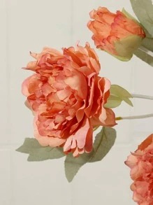 1入組人造花橙色滌綸假花用於家居裝飾婚禮派對 - 橘色 - 查看 4