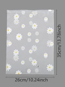 1pc Daisy Pattern Clothes Storage Bag, PEVA Packing Bag, For Outdoor Travel,Boho Vibes - White - View 2