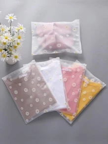 1pc Daisy Pattern Clothes Storage Bag, PEVA Packing Bag, For Outdoor Travel,Boho Vibes - White - View 6