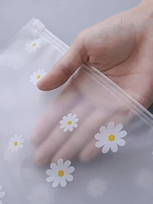 1pc Daisy Pattern Clothes Storage Bag, PEVA Packing Bag, For Outdoor Travel,Boho Vibes - White - View 7