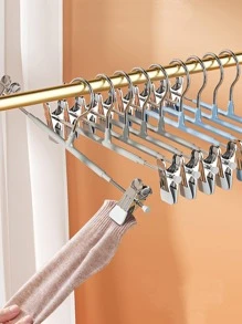 5pcs Simple White Anti-slip Multifunction Clothes Hanger, Zinc Alloy Thick Clothes Storage Rack For Household - White - View 3