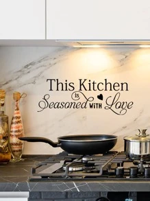 1入組字母形簡約風黑色廚房PVC防水裝飾貼花裝飾 - 黑色 - 查看 2