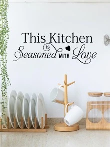 1入組字母形簡約風黑色廚房PVC防水裝飾貼花裝飾 - 黑色 - 查看 3