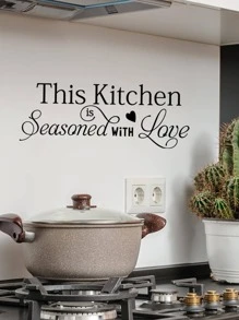 1入組字母形簡約風黑色廚房PVC防水裝飾貼花裝飾 - 黑色 - 查看 4