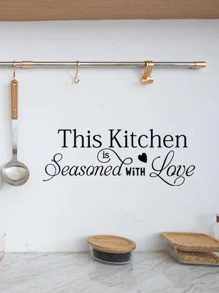 1入組字母形簡約風黑色廚房PVC防水裝飾貼花裝飾 - 黑色 - 查看 5