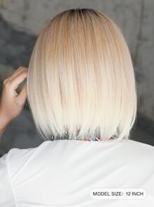 7JHH WIGS 渐变金色假发 女士短直鲍勃假发 带刘海 深色发根 自然造型合成耐热发质 时尚女士假发 适合女孩日常学校派对服装使用 12 英寸 - 彩色 - 查看 4