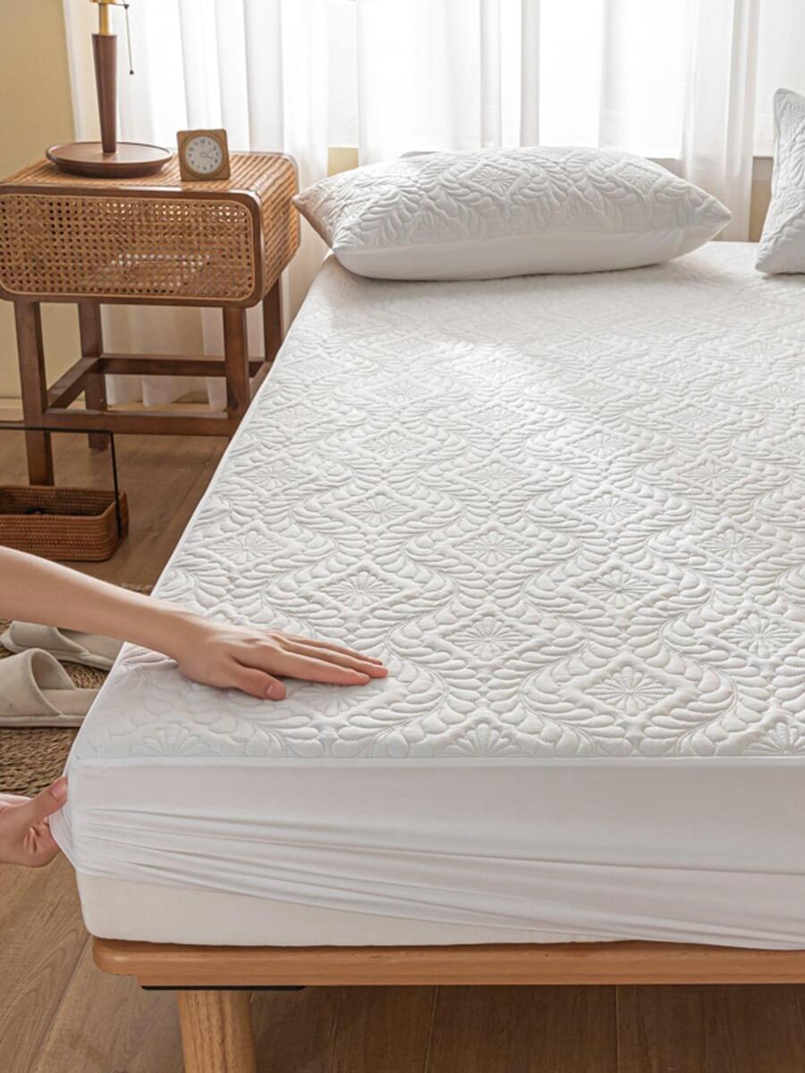 1 Trắng Trang Bị Tấm, Tối Giản Chất Liệu Vải Chần Gòn Chi Tiết Thoáng Khí Chống Thấm Nước Trang Bị Tấm Đáy Cho Gia Đình - trắng - Xem 1