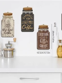 1入組字母圖案咖啡瓶形裝飾用品木創意家庭裝飾物裝飾 - 彩色 - 查看 4