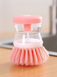 1pc Plastic Cleaning Brush, Modern Deep Cleaning Brush For Home - Pink - View 1