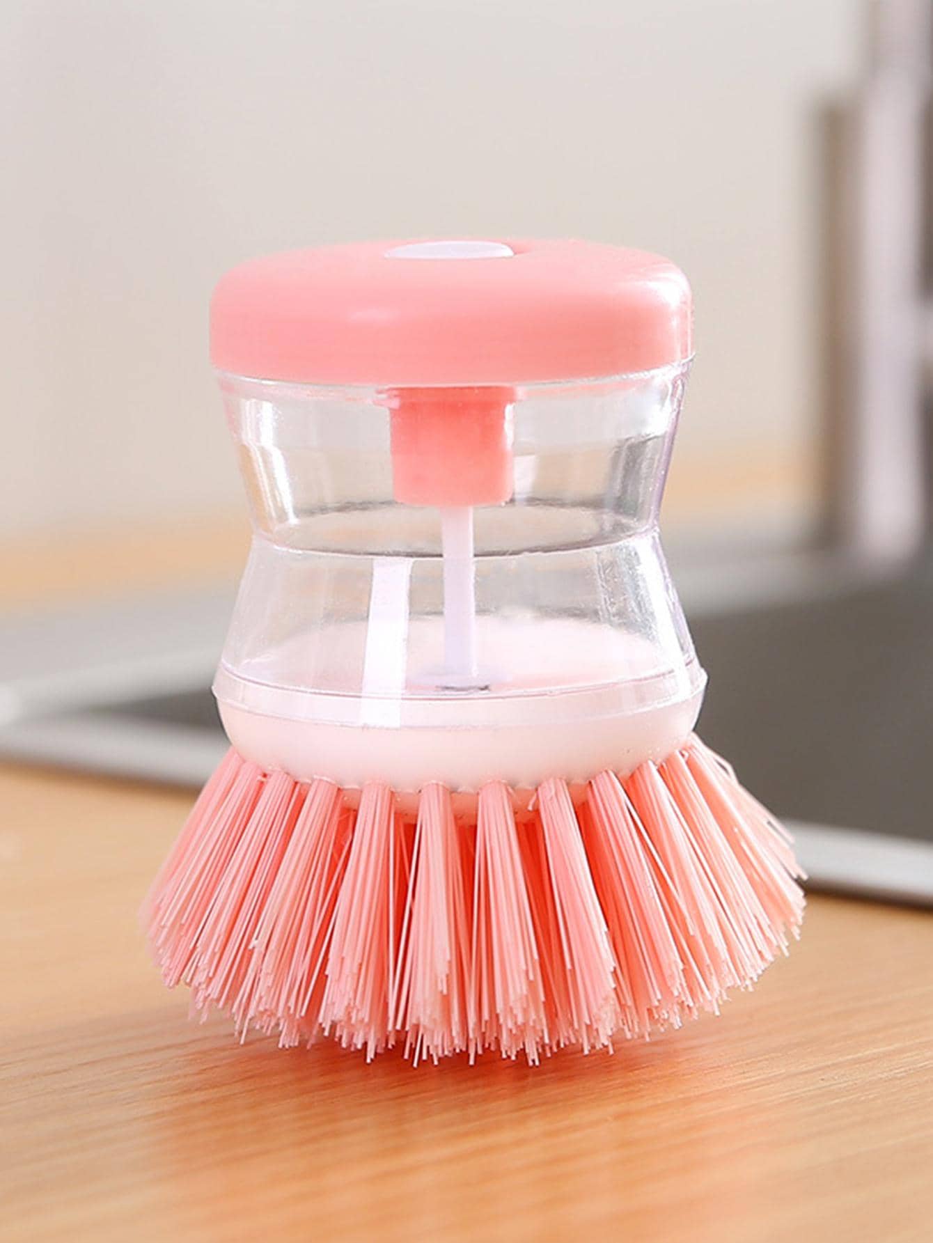 1pc Plastic Cleaning Brush, Modern Deep Cleaning Brush For Home - Pink - View 1