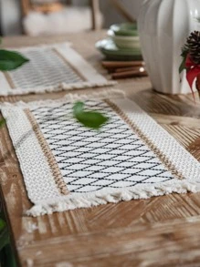 1pc Geometric Pattern Placemat - Black - View 4