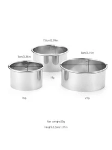 3入組不銹鋼麵皮模具 - 銀色 - 查看 3