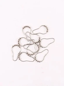 6 piezas/set gancho de cortina de ducha de acero inoxidable, anillo de cortina de ducha de decoración de cuentas de plata clásica para baño - Plateado - Ver 7