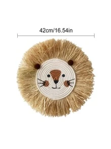 1pc Raffia Woven Cartoon Animal Hanging Decoration, Cute And Cozy For Kids Room, Living Room, Bedroom, Wall Decor - Multicolor - View 6